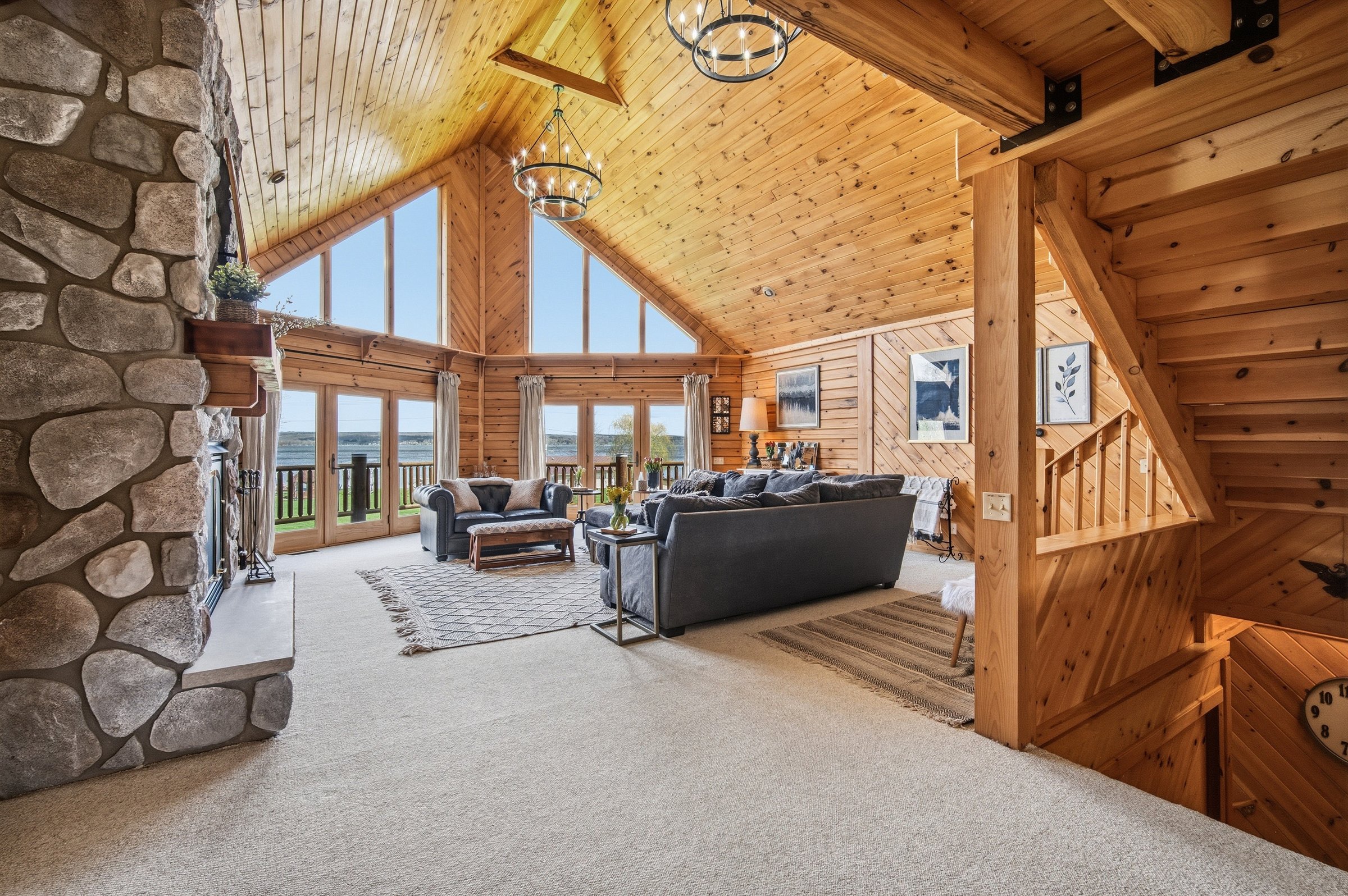 Great room and lake view from ground level