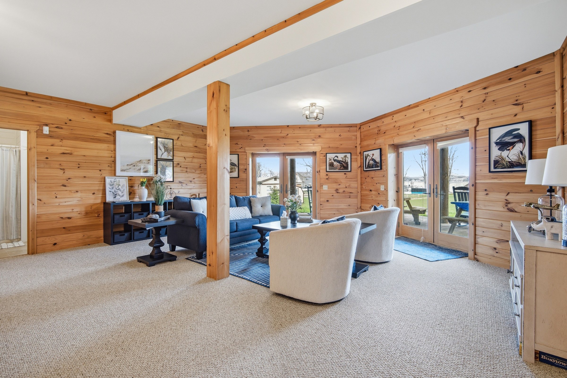 Walkout family room with french doors to the yard
